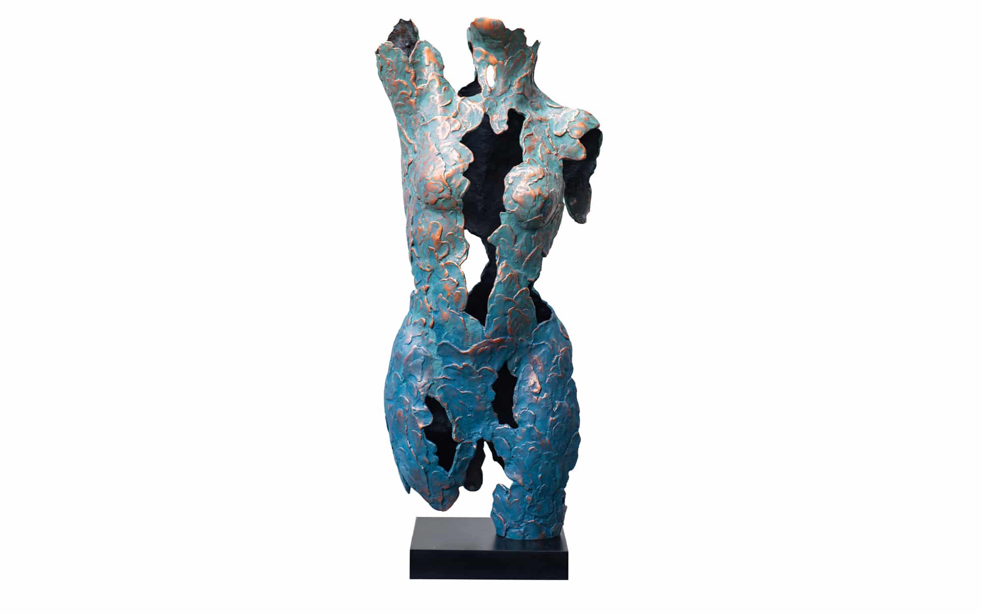 Sculptuur Isabella Blue vrouwenlichaam in brons, blauwe kleur