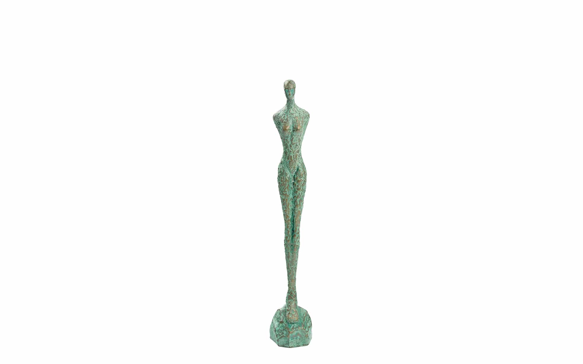 Sculptuur Lady XS Green, metaal groen vrouwen beeld