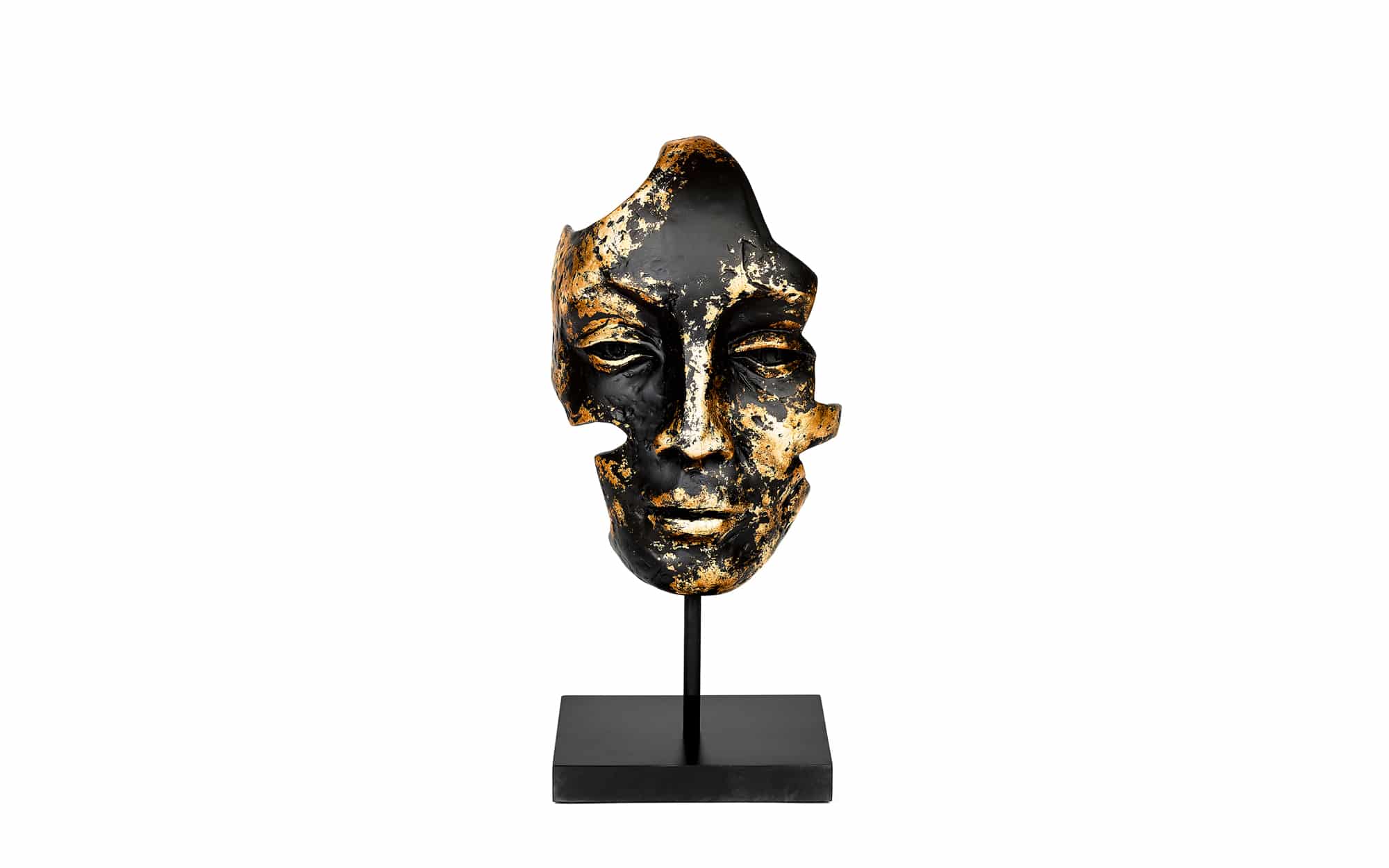 Sculptuur Luca Gold, masker gouden kleur