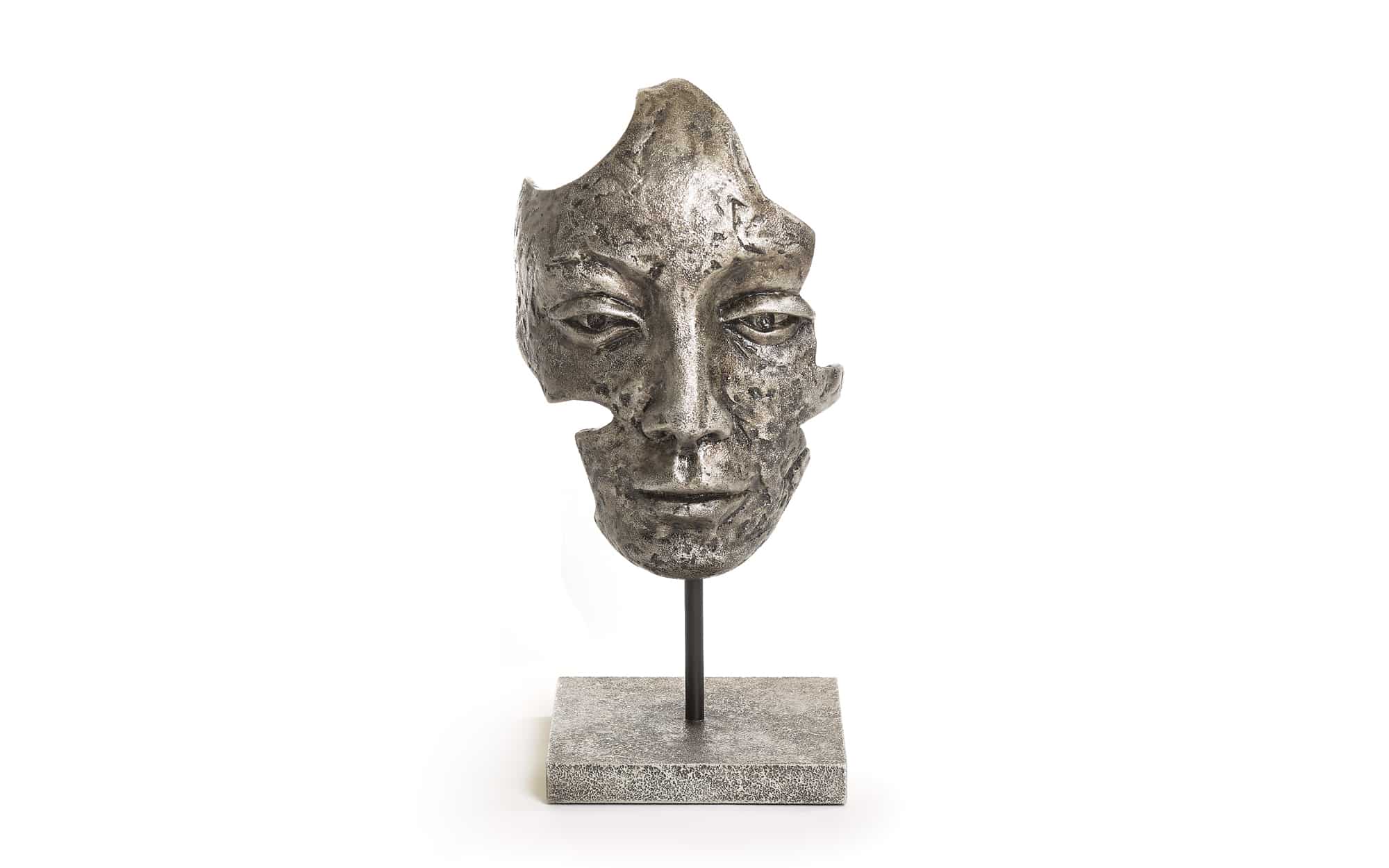 Sculptuur Luca Grey, masker grijze kleur